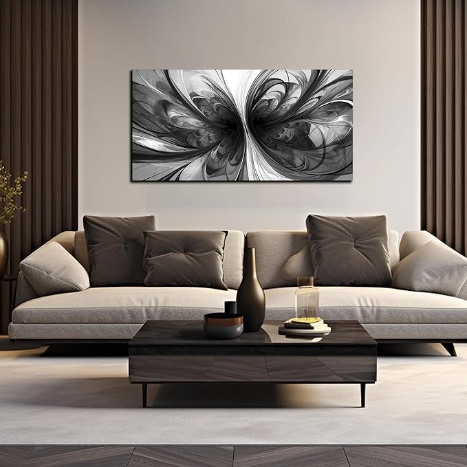 Abstract Wall Art for Living Room Black and White Pictures Wall Art Bedroom,Home Office Wall Decor 20 x 40 Inch-Ruum Studio Home