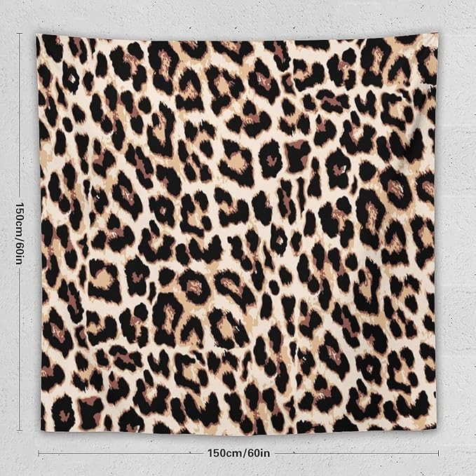 HZOHNAGO Leopard Print Tapestry Rustic Brown Leopard Wild Animal Printed Wall Tapestry Painting Wall Hanging for Bedroom Living Room Dorm 60" W x 60" H-Ruum Studio Home