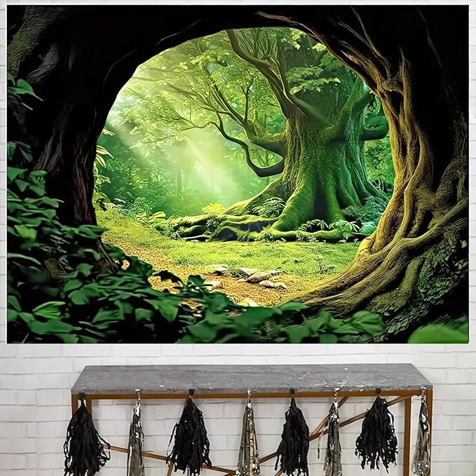 FENDROM Tree Cave Tapestry,Misty Forest Fairy Tale Wall Hanging Natural Jungle Sunshine Through Scenery Aesthetic tapestries for Living Room Bedroom Office Spring Decoration-Ruum Studio Home
