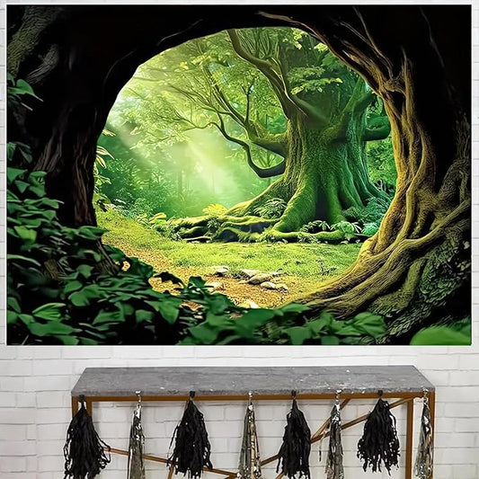 FENDROM Tree Cave Tapestry,Misty Forest Fairy Tale Wall Hanging Natural Jungle Sunshine Through Scenery Aesthetic tapestries for Living Room Bedroom Office Spring Decoration-Ruum Studio Home