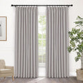 Macochico Browish Grey 100% Blackout Linen Curtains 96 Inches Long Pinch Pleated Curtains for Bedroom Living Room Nursery Farmhouse Insulated Sound Reducing Drapery with Tieback 84”Wx96”L 1 Panel-Ruum Studio Home