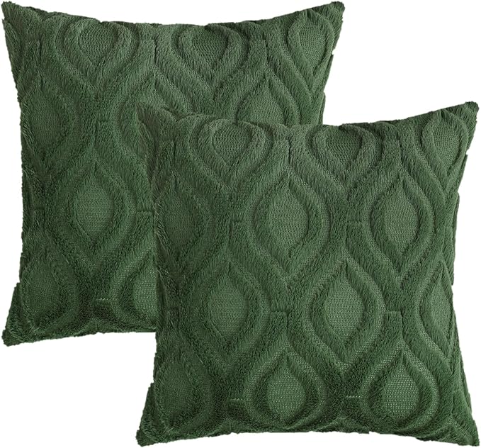 decorUhome Throw Pillow Covers 26x26 Inch Set of 2, Soft Plush Decorative Faux Fur Forest Elf Solid Couch Pillow Covers, Accent Farmhouse Neutral Square Euro Pillow Cases for Sofa Bed Living Room-Ruum Studio Home