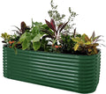 Vego garden 32" Extra Tall Raised Garden Bed Kits, 10 in 1 Modular Raised Planter Box for Vegetables Flowers Fruits Oval Metal Raised Garden Bed- British Green-Ruum Studio Home