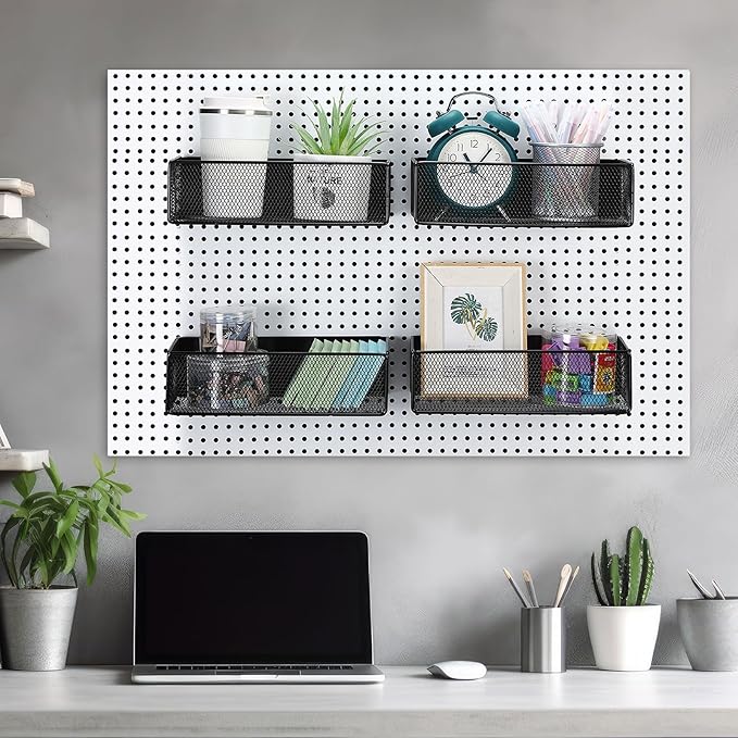 Tioncy 4 Pcs Magnetic Storage Bin Magnetic Locker Organizer for Pegboard Refrigerator Shelves Basket Container Wire Storage Holder for Kitchen Home Whiteboard(Black,10.6''l)-Ruum Studio Home