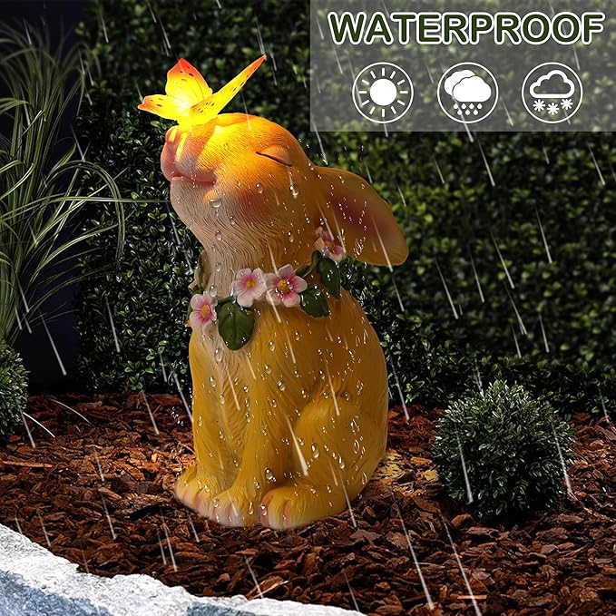 Attivolife Solar Rabbit Garden Light, Outdoor Bunny Statues Patio Ornament Decor for Lawn Balcony Yard, Perfect Housewarming Gifts for Mum Grandmom on Birthday Mother's Day-Ruum Studio Home