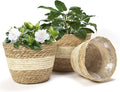 Athaliah Plant Basket, 3 PCS Plant Baskets Indoor with Plastic Liner, Water Hyacinth and Corn Stalk Woven Planters Flower Basket, Planter Basket for Rustic Home Floor Potted Pots Decor-Ruum Studio Home