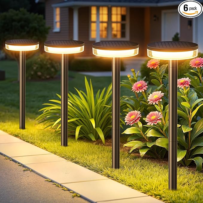 LETMY Solar Pathway Lights Outdoor, 6 Pack 2X Brighter Solar Lights Outdoor Waterproof, Taller Pathway Light with Larger Panel, Auto On/Off Up to 12Hrs Driveway Light for Yard Outside Patio Path Lawn-Ruum Studio Home