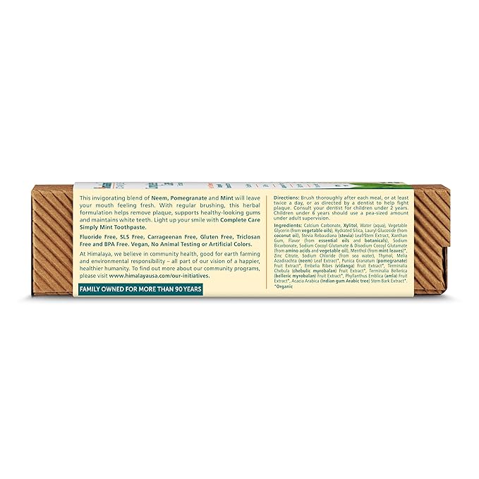 Himalaya Botanique Complete Care Toothpaste, Herbal, Mint Flavor, Fights Plaque, Freshens Breath, Fluoride Free, No Artificial Flavors, SLS Free, Cruelty Free, Foaming, 5.29 Oz, 1 Pack-Ruum Studio Home