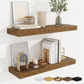 fuqing Floating Shelves for Wall, Bathroom Shelf Wall Mounted for Storage, Shelves with Invisible Bracket for Bedroom, Kitchen, Living Room, Farmhouse Small Book Shelf, 24 Inch Set of 2, Rustic Brown-Ruum Studio Home