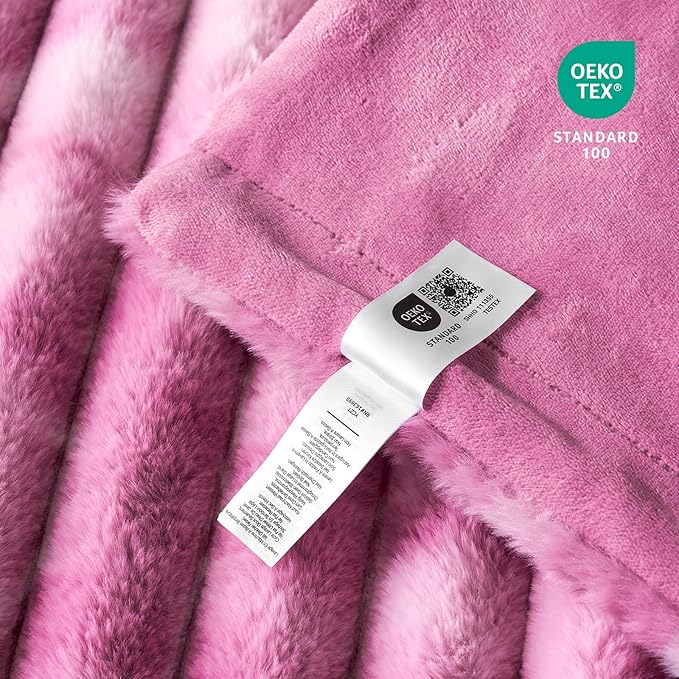 Cozy Bliss Faux Fur Throw Blanket for Couch, Cozy Warm Plush Striped Blanket for Sofa Bedroom Living Room,50 * 60 Inches Tie-dye Pink-Ruum Studio Home