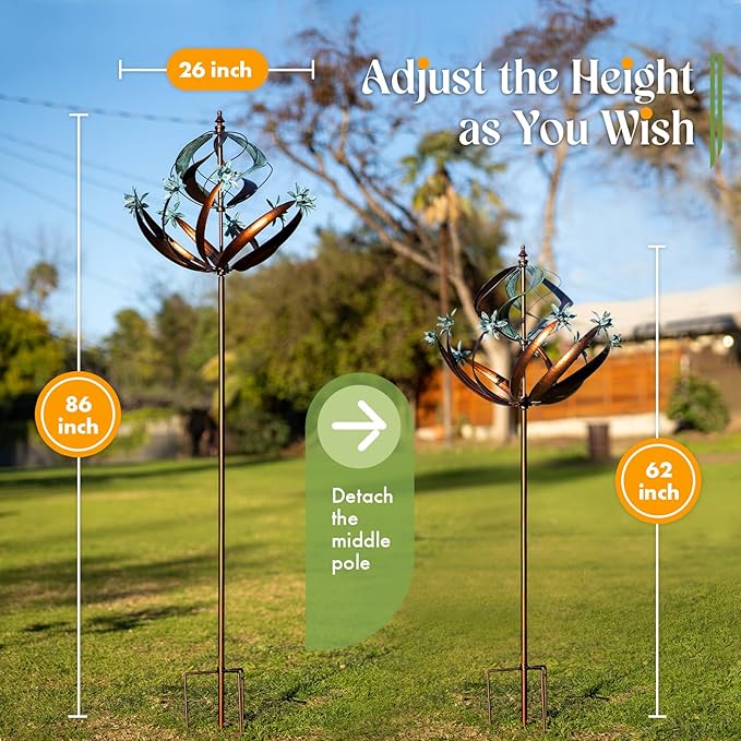 Wind Spinners Outdoor Metal - 86" Height Extra Large Kinetic Wind Spinner Sculpture for Yard and Garden, Ideal Gifts for Birthday, Anniversary and Housewarming-Ruum Studio Home