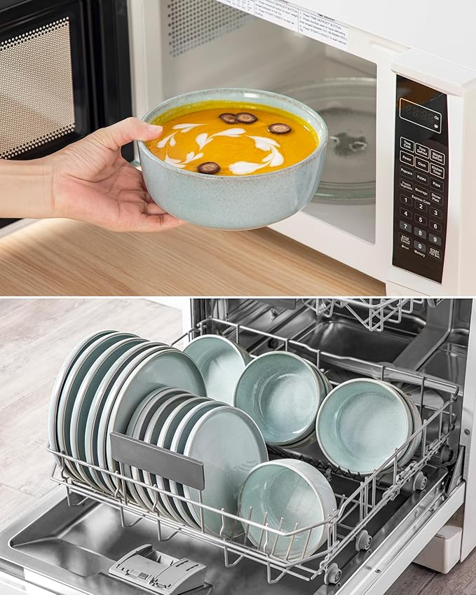 vancasso ANYA 24 Pieces Plates and Bowls Set, Mint Green Dinnerware Sets, Reactive Glaze Dishes Set for 8, Ceramic Dishware Sets Kitchen Dinner Set, Microwave & Dishwasher Safe-Ruum Studio Home