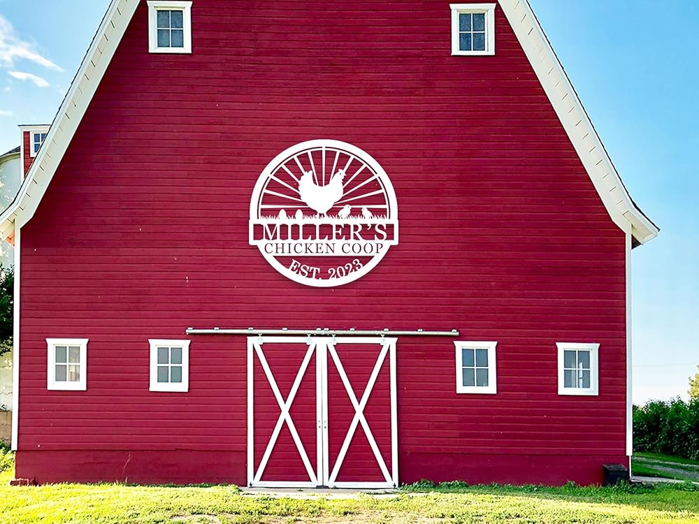 Hen House Coop Sign, Custom Chicken Coop Signs, Custom Chicken Farm Metal Sign, Family Name Metal Sign for Farm House, Our Little Coop Sign Metal Sign-Ruum Studio Home