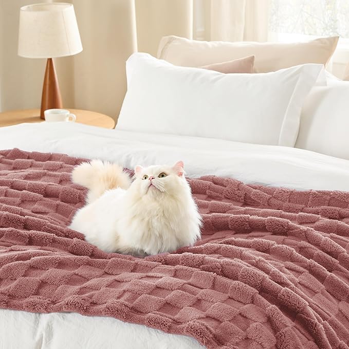 Bedsure GentleSoft Twin Blanket for Bed Dusty Pink - Super Soft Cozy Blankets for Women Men Girls, Cute Fuzzy Fleece Throws for Bedroom Couch, 60x80 Inches-Ruum Studio Home
