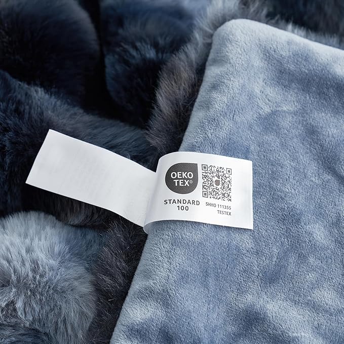 Cozy Bliss Faux Fur Throw Blanket for Couch, Fuzzy Soft Plush Thick Bubble Blanket for Sofa Bedroom Living Room, 90 * 90 Inches Tie Dye Blue-Ruum Studio Home