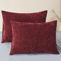 CaliTime Throw Pillow Covers Decorative 20 X 26 Inches Pack of 2 Cozy Chenille Standard Pillow Shams Cases for Couch Sofa Bed Living Room Home Burgundy-Ruum Studio Home