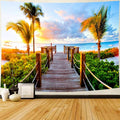 Delur Beach Sunset Tapestry Tropical Seaside Palm Tree Coastal Tapestry Wall Hanging Sunrise Nature Landscape Scenic Psychedelic Headboard for Bedroom Living Room Home Decor (59.1" x 78.7")-Ruum Studio Home