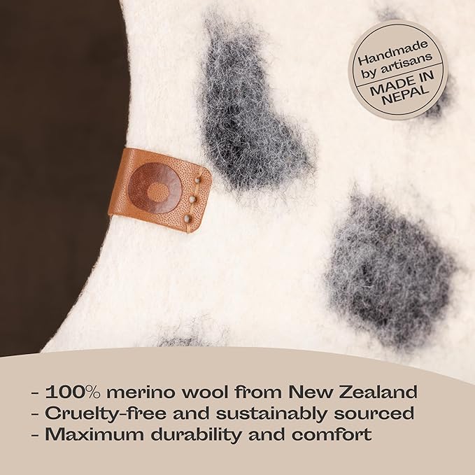 MEOWFIA Cat Cave – Premium Felt Cat Bed for Indoor Cats, Handmade 100% Merino Wool (Medium, Snow Leopard)-Ruum Studio Home