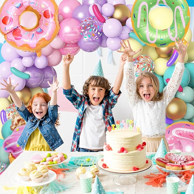 Amandir 139pcs Pastel Donut Balloon Arch Garland Kit Sweet One Ice Cream Birthday Party Decorations Sprinkles Confetti Pastel Balloons for Donut Grow Up Girl Baby Shower Spring Party Supplies-Ruum Studio Home