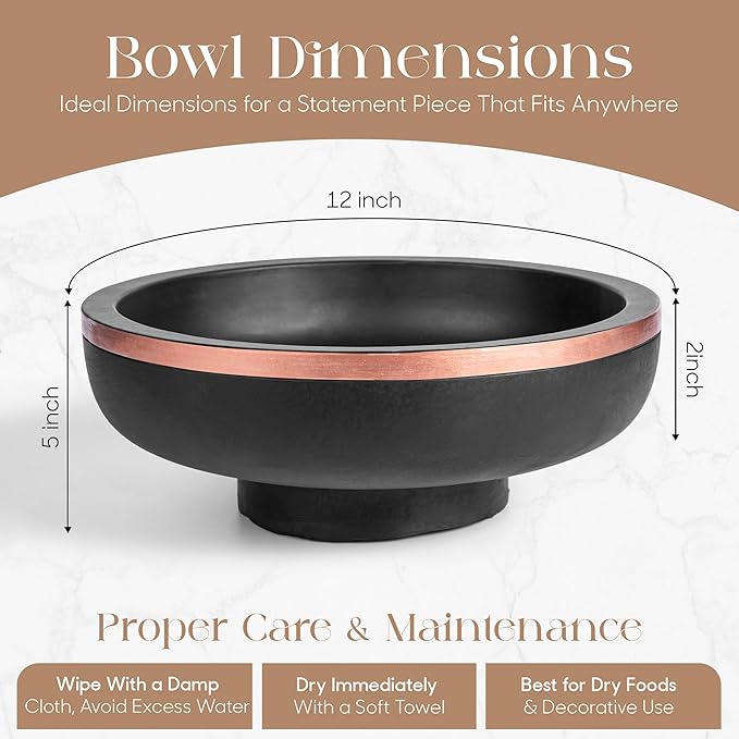 Concrete Fruit Bowl for Kitchen Counter - Large Decorative Bowls for Home Decor - Modern Key Bowl for Entryway Table - Hand-Poured Pedestal Bowl for Keys-Ruum Studio Home
