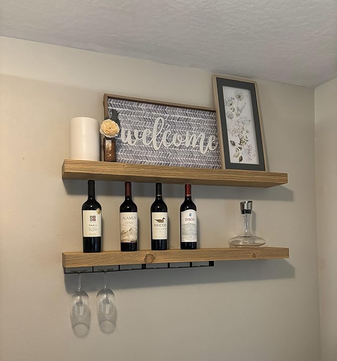 joelsantiques 42 Inch Wooden Floating Shelves for Wall - 42x6x2 in - Made of Natural Wood - Long Heavy Duty Rustic Wall Shelves for Bedroom - Perfect for Living Room, Kitchen - Natural-Ruum Studio Home