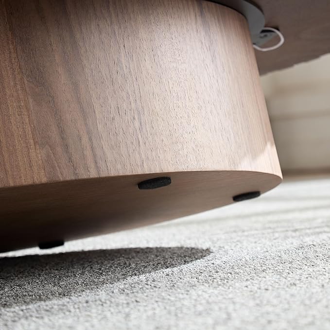 Oval Coffee Table for Living Room, Modern Fluted Coffee Tables with Pedestal Base, Handcrafted Centre Tea Tables Easy Assembly-43.7" Walnut-Ruum Studio Home