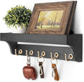Rebee Vision Key Holder for Wall with Shelf : Decorative Key Organizer with 5 Rustic Keys Hooks and Primitive Wood Mail Organizer Wall Mount - Entryway Décor (Black)-Ruum Studio Home