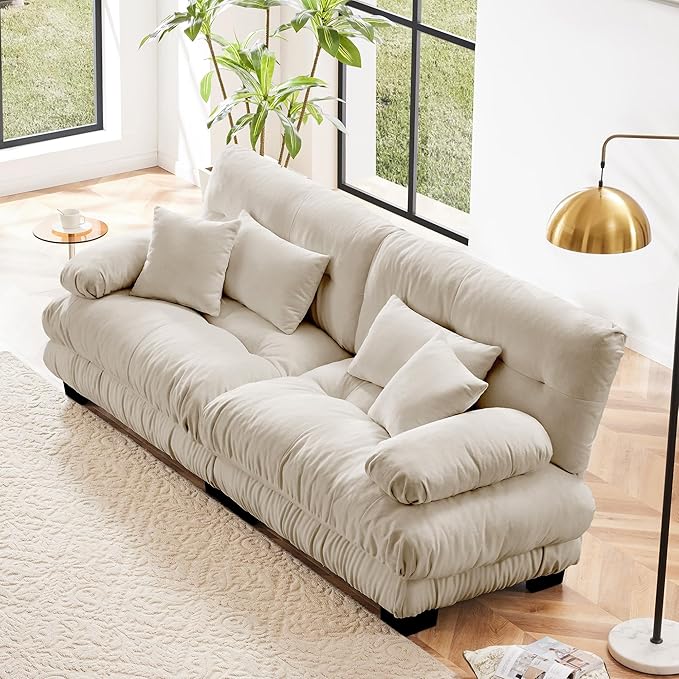 Modular Sectional Sofa, 2 Seater Cloud Couch Small Couches for Small Spaces, Modern Deep Seat Couch, Home Sofa Living Room Oversized Loveseat with Bolster Armrests 4 Pillows-Ruum Studio Home
