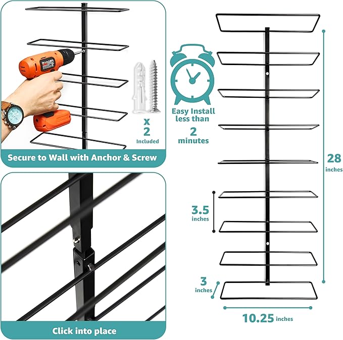 Sorbus Wall Mount Wine Rack + Under Cabinet Wine Glass Holder Set - Wine Rack Wall Mounted for Wine Bottles, Champagne, and Wine Glasses - Complete Your Home Bar & Wine Kitchen Storage, 1 Pack-Ruum Studio Home