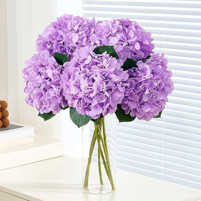 8pcs Lavender Fake Flowers Silk Hydrangea Artificial Flowers Bouquets Faux Hydrangea Stems for Home Table Centerpieces Wedding Party Decoration-Ruum Studio Home
