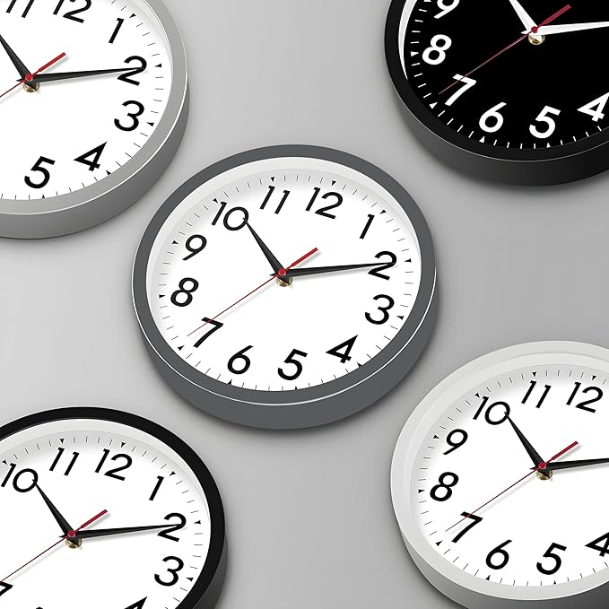 Wall Clock Small Analog 8 Inch Silent Non Ticking Battery Operated Modern Simple Decorative for Kitchen Office Bedroom Bathroom Living Room(Gray)-Ruum Studio Home