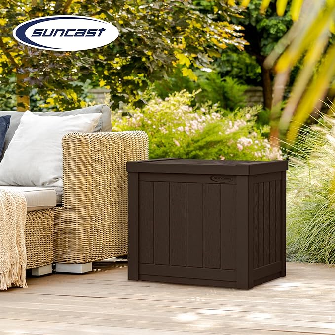 Suncast 17 x 22 Inch Resin 22-Gallon Patio Storage Deck Box, Java Brown (2 Pack)-Ruum Studio Home
