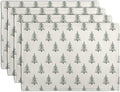 Pine Trees Christmas Placemats Set of 4 Xmas Tree Vintage Rustic Print Place Mats Winter Holiday Green White Farmhouse Linen Table Mats for Indoor Outdoor Kitchen Dining Party Decor-Ruum Studio Home