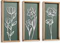 3D Floral Green Wall Art (Set of 3) Lightweight, Wooden Ready-to-Hang Boho Framed Wall Art for Bathroom, Master Bedroom, Living Room or Office - Premium Sage Green Farmhouse Decor - Gift-Boxed-Ruum Studio Home
