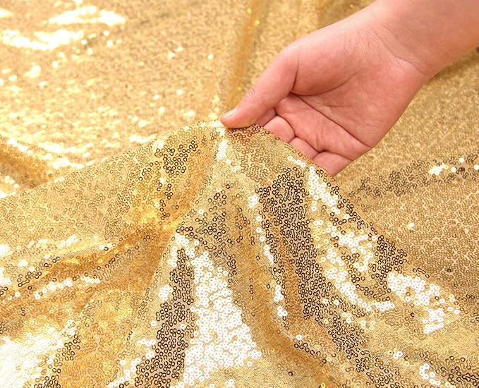 SquarePie Sequin Tablecloth 90 x 156 Inch Gold Sparkly Table Linen for Wedding Party-Ruum Studio Home