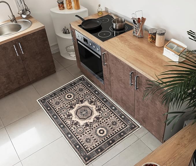 Keen Home Design 2x3 Rug - Machine Washable Entry Rug with Non-Slip Backing, Ideal for Enteryway, Kitchen, Bathroom, Laundry Room - Vintage, Easy Clean, Durable, Low Pile Rug - (2' x 3')-Ruum Studio Home