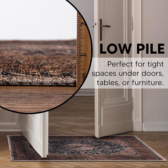 Keen Home Design 2x3 Rug - Machine Washable Entry Rug with Non-Slip Backing, Ideal for Enteryway, Kitchen, Bathroom, Laundry Room - Vintage, Easy Clean, Durable, Low Pile Rug - (2' x 3')-Ruum Studio Home