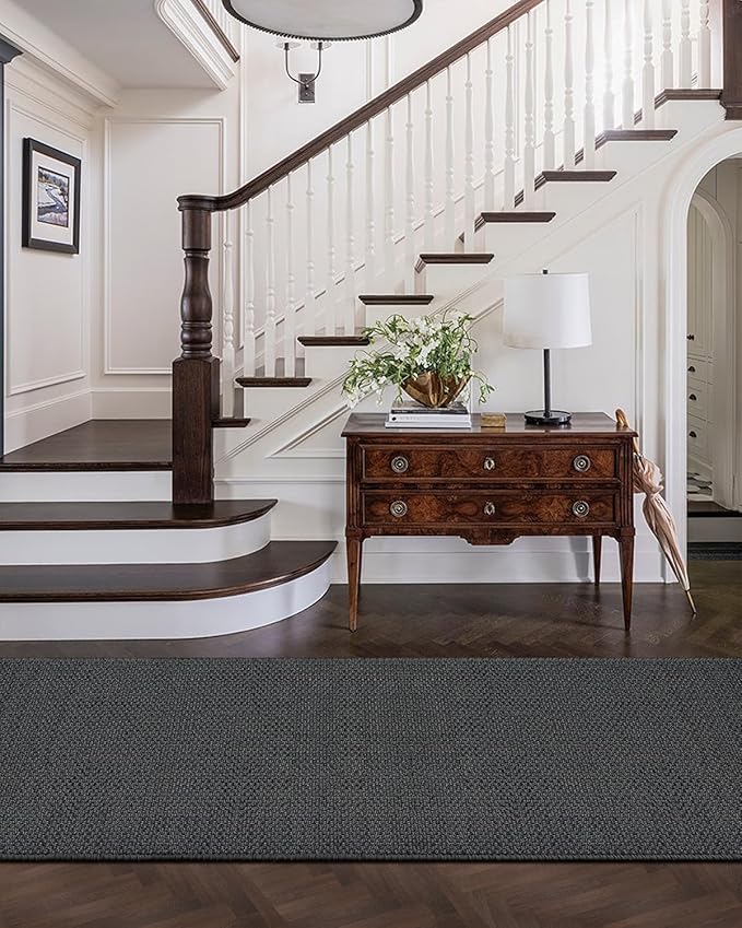 Color&Geometry Door Mat 3'x10' Runner Rug with Rubber Backing, Non Slip Washable Hallway Rug, Carpet Runners for Hallway Living Room Bedroom, Grey (Rolled-up NO Creases)-Ruum Studio Home