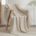 PHF Ultra Soft Waffle Weave Throw Blanket 50"x 60"- Washed Lightweight Breathable Cozy Woven Blanket for Bed - Aesthetic Decor for Couch Bedding Sofa Home Car - Light Khaki/Linen-Ruum Studio Home