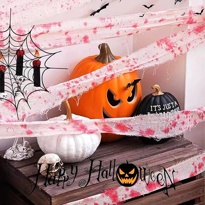 Wholelovein 2 PCS Halloween Creepy Cloth 800 Inch Bloody Scary Blood Gauze Bandages Decorations-Ruum Studio Home