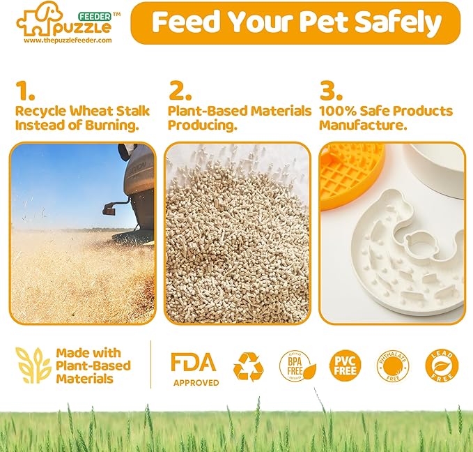 Slow Feeder Dog Bowl with Lick Mat and Puzzle Inserts - Non-Slip Base, Adjustable Speed Design, Dishwasher Safe for Puppies, Orange-Ruum Studio Home