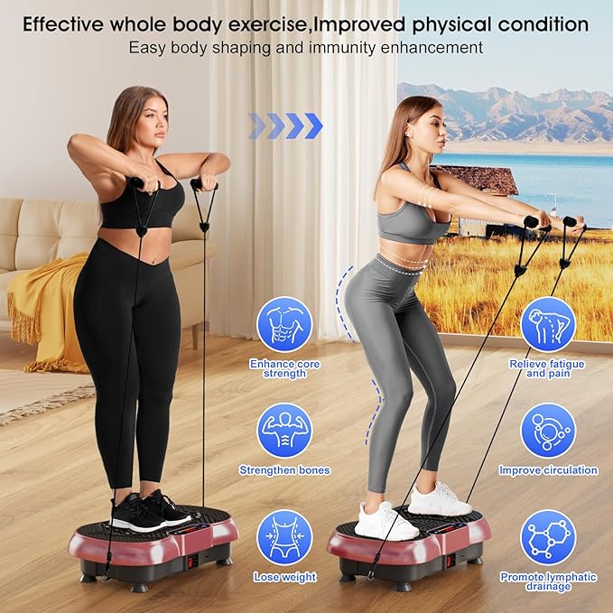 Vibration Plate Exercise Machine, 180 Speed Levels Vibration Plate for Lymphatic Drainage, Whole Body Workout Vibrating Fitness Platform, Effective for Weight Loss, Shaping, Toning & Wellness-Ruum Studio Home