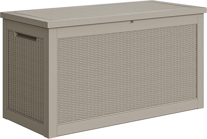 YITAHOME 260 Gallon XXL Large Deck Box, Outdoor Resin Storage Box, Lockable Storage Container for Patio Cushions, Furniture, Garden Tools, Water Resistant (Brown)-Ruum Studio Home