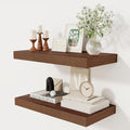 12 Inch Deep Floating Shelves, 24 x 12 Floating Shelf for Books, Rustic Wood Deep Wall Shelves for Home Storage & Display, 2" Thicked Shelves for Kitchen, Living Room, Bedroom, Walnut Color, 2 Pack-Ruum Studio Home