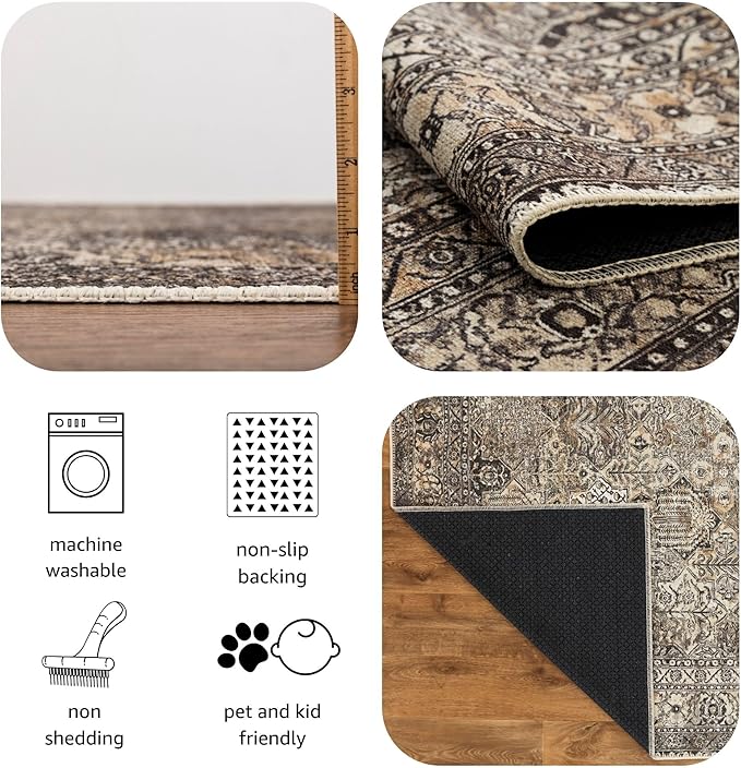 Keen Home Design 2x3 Rug - Machine Washable Entry Rug with Non-Slip Backing, Ideal for Enteryway, Kitchen, Bathroom, Laundry Room - Vintage, Easy Clean, Durable, Low Pile Rug - (2' x 3')-Ruum Studio Home