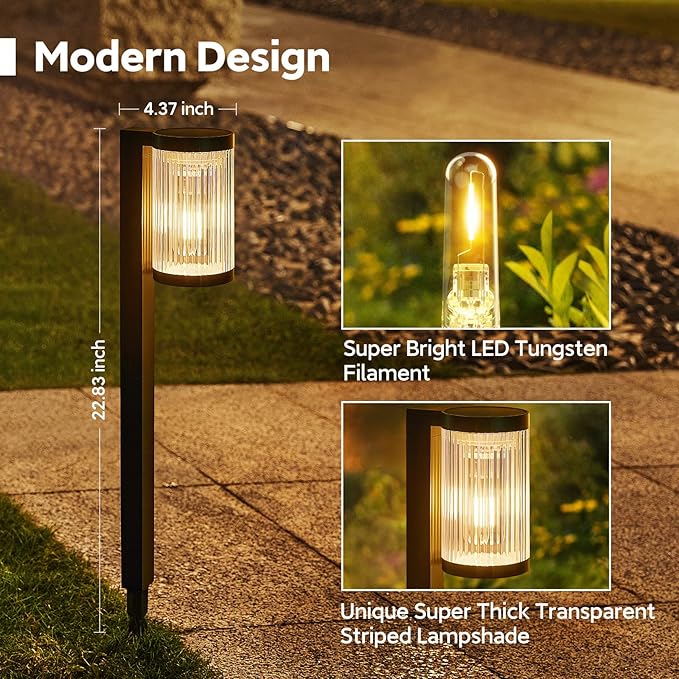 Solar Pathway Lights Outdoor, 2 Pack Upgraded Solar Outdoor Lights Super Bright Up to 12Hrs, IP65 Waterproof Solar Garden Lights Outdoor Solar Lights for Outside Yard Landscape Path Walkway-Ruum Studio Home