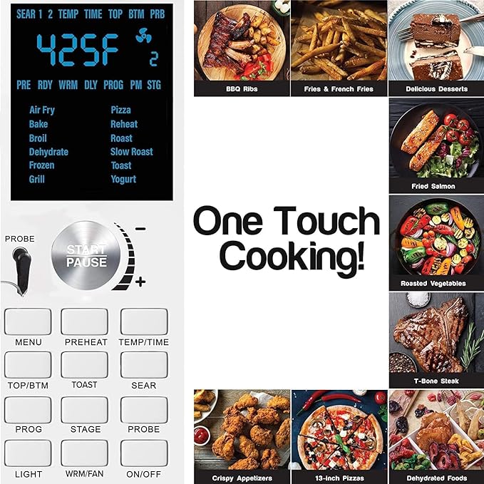 Nuwave Bravo XL Air Fryer Toaster Smart Oven, 12-in-1 Countertop Grill/Griddle Combo, 30-Qt XL Capacity, 50F-500F adjustable in precise 5F increments, Integrated Smart Thermometer, Linear T Technology-Ruum Studio Home