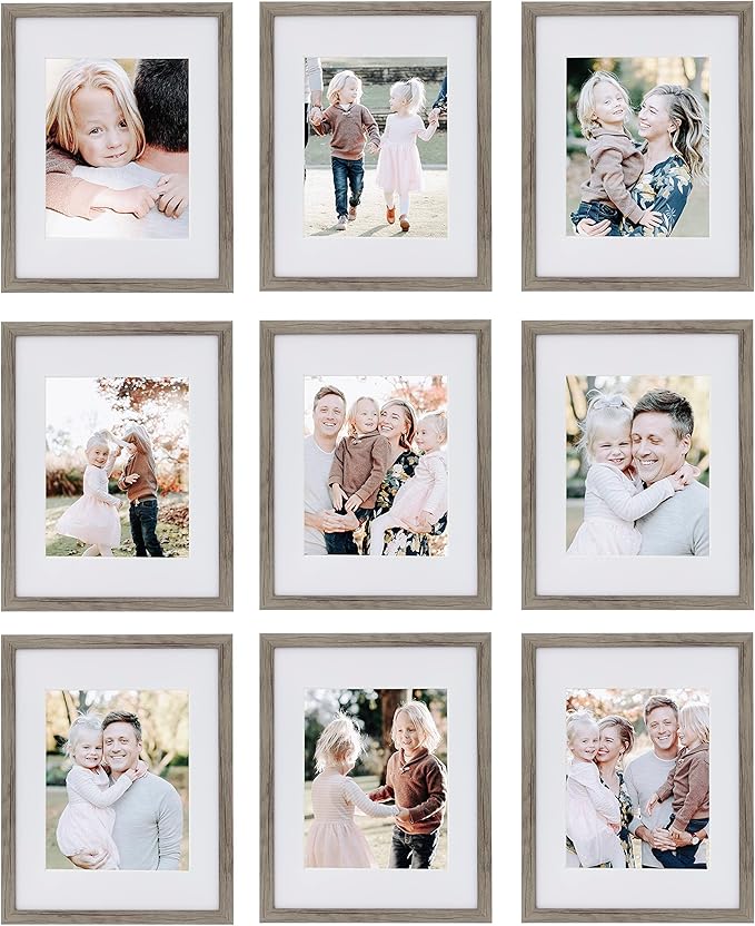 Sheffield Home 9 Piece Gallery Wall Frame Set, 11x14 Inch, Natural-Ruum Studio Home