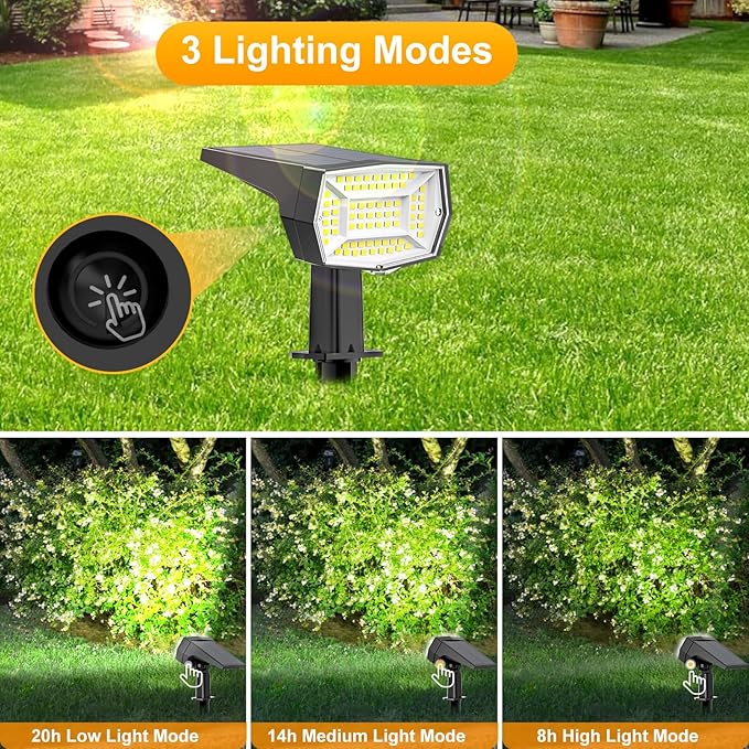 Fabrito 72 LEDs Solar Spot Lights Outdoor Waterproof, 3 Modes Landscape Spotlights, Dusk to Dawn Solar Powered Flood Wall Lights for Outside, Solar Garden Lights for Yard Porch 6 Pack (Cool White)-Ruum Studio Home