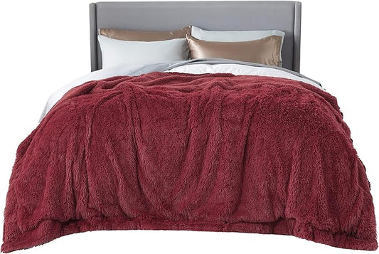 Bedsure GentleSoft Fluffy Burgundy Red Blankets Queen Size for Bed, Thick Sherpa Faux Fur Fleece Fuzzy Plush Winter Warm Soft Full Queen Blankets, Bedroom Decor Red Cozy Gifts for Women Men, 90x90-Ruum Studio Home